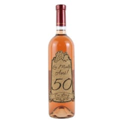 Vin rose 750 ml "50 La multi ani! Cu drag" cu eticheta personalizata din pluta