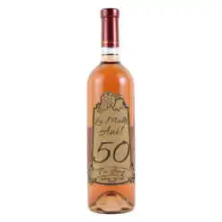 Vin rose 750 ml "50 La multi ani! Cu drag" cu eticheta personalizata din pluta