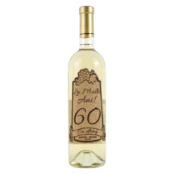 Vin alb 750 ml "60 La multi ani! Cu drag" cu eticheta personalizata din pluta