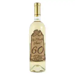 Vin alb 750 ml "60 La multi ani! Cu drag" cu eticheta personalizata din pluta