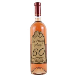 Vin rose 750 ml "60 La multi ani! Cu drag" cu eticheta personalizata din pluta