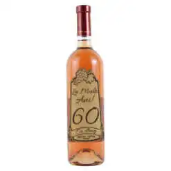 Vin rose 750 ml "60 La multi ani! Cu drag" cu eticheta personalizata din pluta