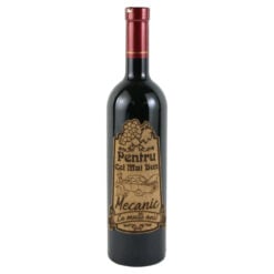 Vin rosu 750 ml "Pentru cel mai bun Mecanic" cu eticheta personalizata din pluta