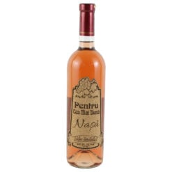 Vin rose 750 ml "Pentru cea mai buna Nasa" cu eticheta personalizata din pluta