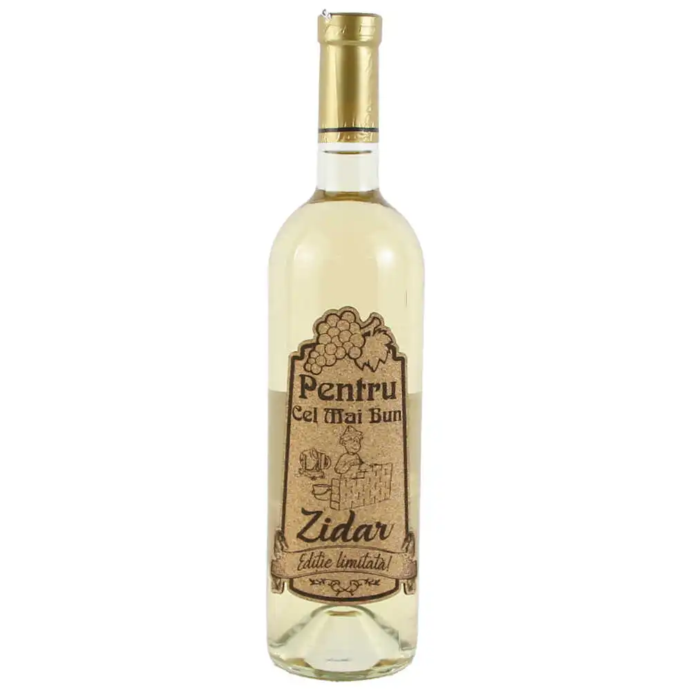 Vin alb 750 ml "Pentru cel mai bun Zidar" cu eticheta personalizata din pluta Vin alb 750 ml "Pentru cel mai bun Zidar" cu eticheta personalizata din pluta