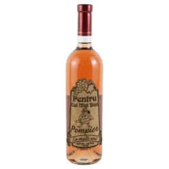 Vin rose 750 ml "Pentru cel mai bun Pompier" cu eticheta personalizata din pluta