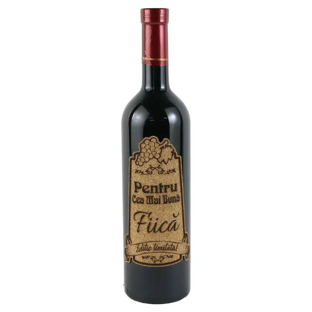 Vin rosu 750 ml "Pentru cea mai buna Fiica" cu eticheta personalizata din pluta