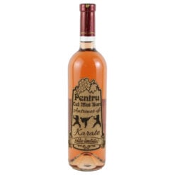 Vin rose 750 ml "Pentru cel mai bun Antrenor de Karate" cu eticheta personalizata din pluta