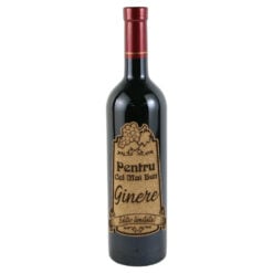 Vin rosu 750 ml "Pentru cel mai bun Ginere" cu eticheta personalizata din pluta