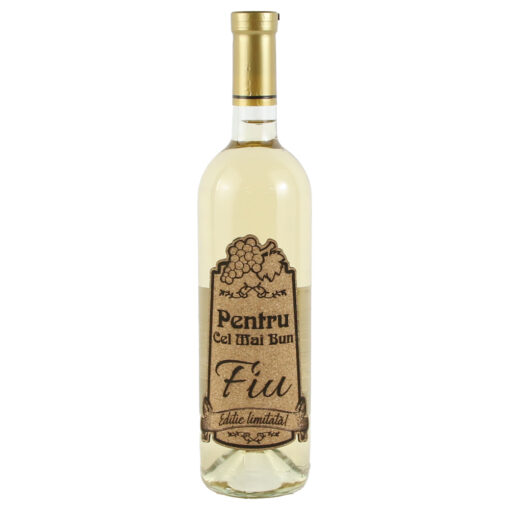 Vin alb 750 ml "Pentru cel mai bun Fiu" cu eticheta personalizata din pluta