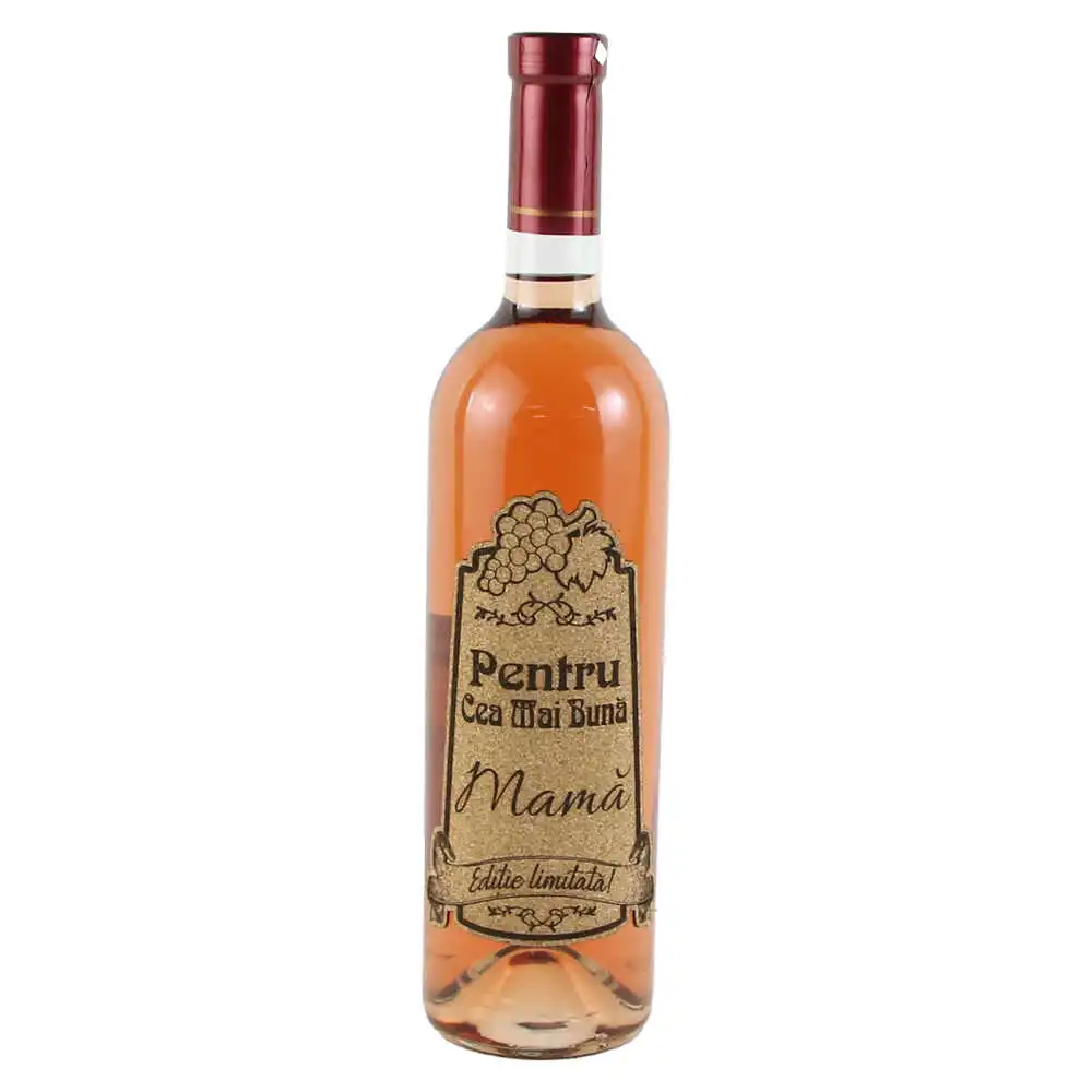 Vin rose 750 ml "Pentru cea mai buna Mama" cu eticheta personalizata din pluta