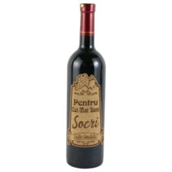Vin rosu 750 ml "Pentru cei mai buni Socri" cu eticheta personalizata din pluta