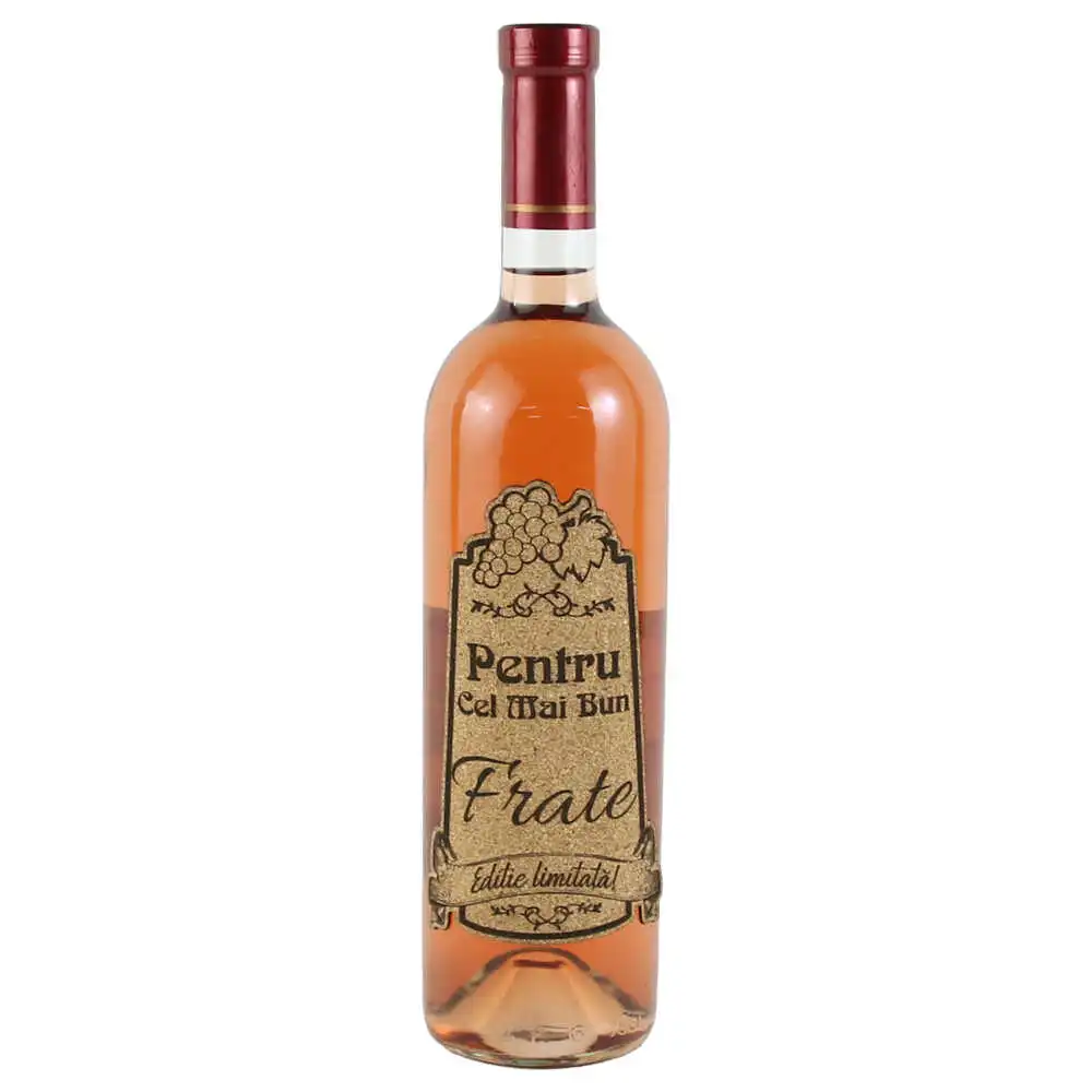 Vin rose 750 ml "Pentru cel mai bun Frate" cu eticheta personalizata din pluta Vin rose 750 ml "Pentru cel mai bun Frate" cu eticheta personalizata din pluta