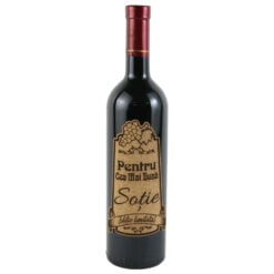 Vin rosu 750 ml "Pentru cea mai buna Sotie" cu eticheta personalizata din pluta