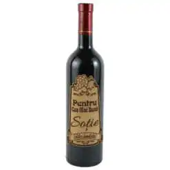 Vin rosu 750 ml "Pentru cea mai buna Sotie" cu eticheta personalizata din pluta