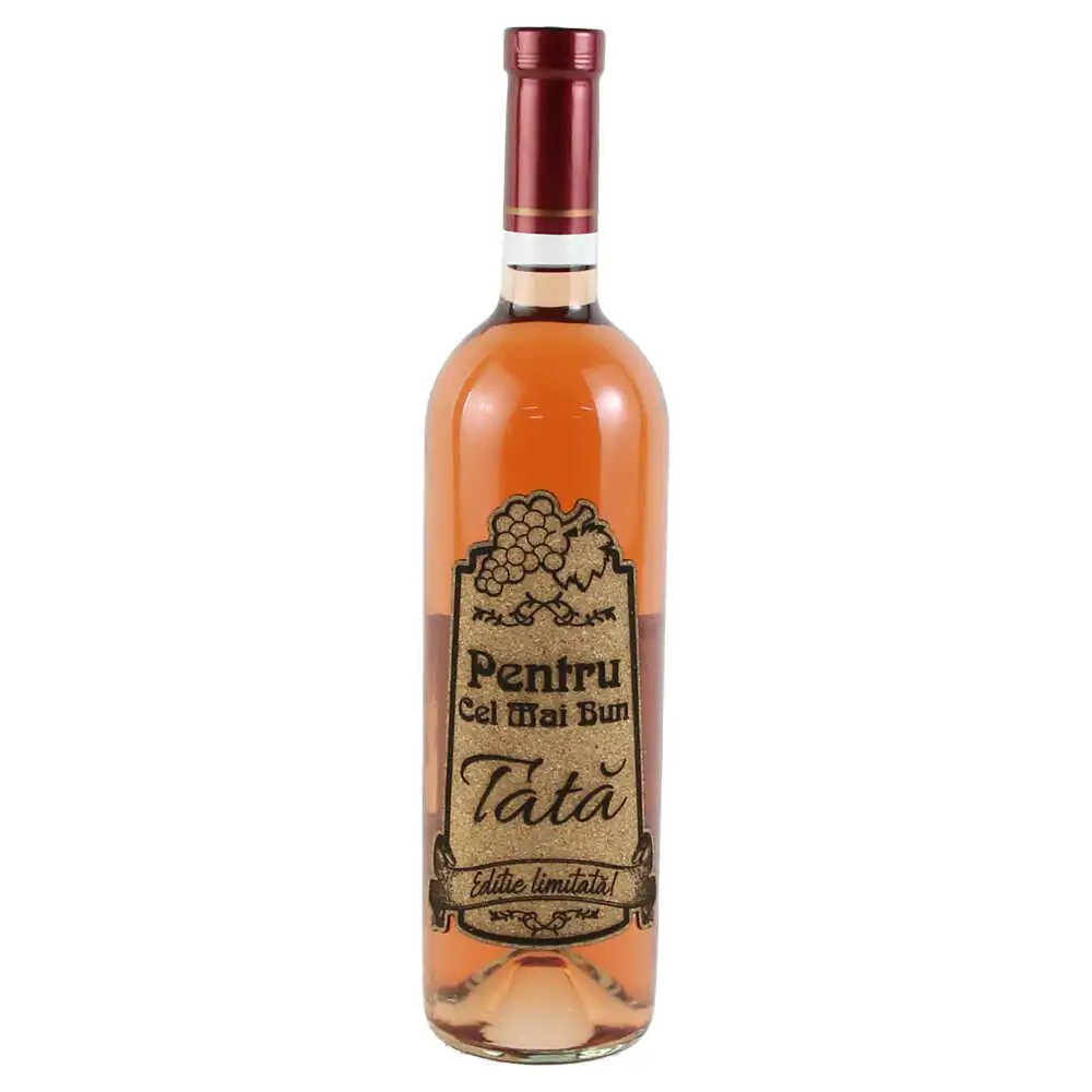 Vin rose 750 ml "Pentru cel mai bun Tata" cu eticheta personalizata din pluta Vin rose 750 ml "Pentru cel mai bun Tata" cu eticheta personalizata din pluta