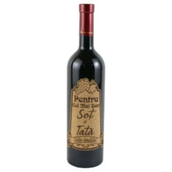Vin rosu 750 ml "Pentru cel mai bun Sot si Tata" cu eticheta personalizata din pluta