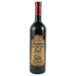 Vin rosu 750 ml "Pentru cel mai bun Sot si Tata" cu eticheta personalizata din pluta