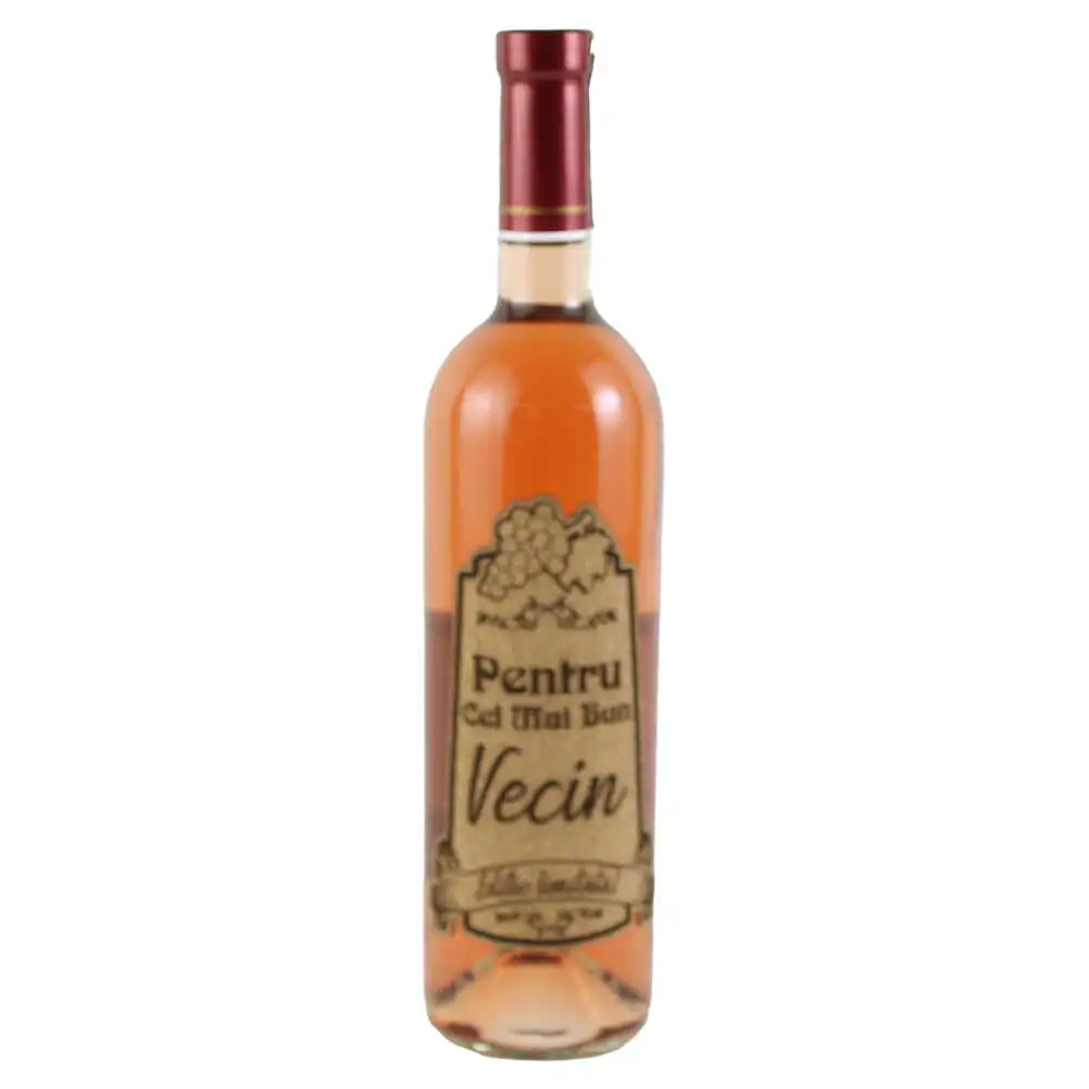 Vin rose 750 ml "Pentru cel mai bun Vecin" cu eticheta personalizata din pluta