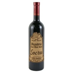 Vin rosu 750 ml "Pentru cel mai bun Socru" cu eticheta personalizata din pluta