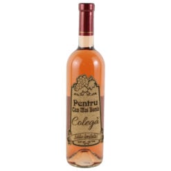Vin rose 750 ml "Pentru cea mai buna Colega" cu eticheta personalizata din pluta