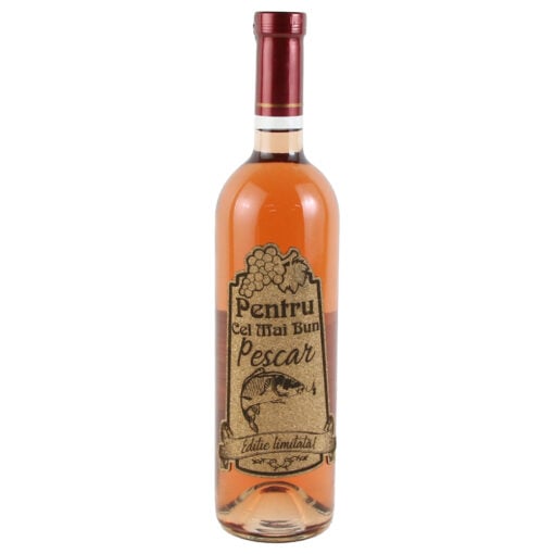 Vin rose 750 ml "Pentru cel mai bun Pescar" cu eticheta personalizata din pluta