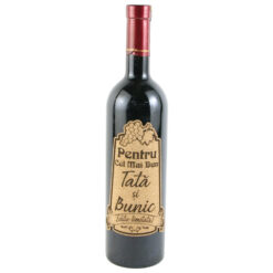Vin rosu 750 ml "Pentru cel mai bun Tata si Bunic" cu eticheta personalizata din pluta