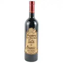 Vin rosu 750 ml "Pentru cel mai bun Tata si Bunic" cu eticheta personalizata din pluta