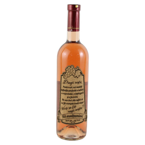 Vin rose 750 ml "Vreti sa fiti Nasii nostri?" cu eticheta personalizata din pluta