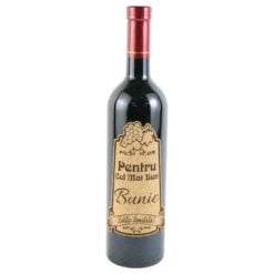 Vin rosu 750 ml "Pentru cel mai bun Bunic" cu eticheta personalizata din pluta