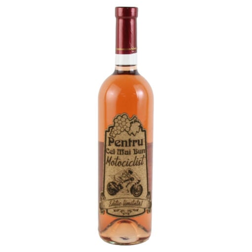 Vin rose 750 ml "Pentru cel mai bun Motociclist" cu eticheta personalizata din pluta