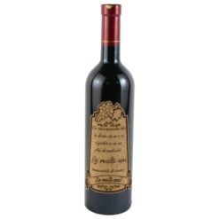 Vin rosu 750 ml "De ziua numelui tau...La multi ani!" cu eticheta personalizata din pluta