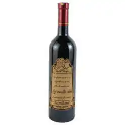 Vin rosu 750 ml "De ziua numelui tau...La multi ani!" cu eticheta personalizata din pluta