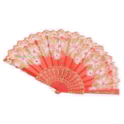 Evantai din plastic cu dantela/flori - Se vinde 12 buc/pach.