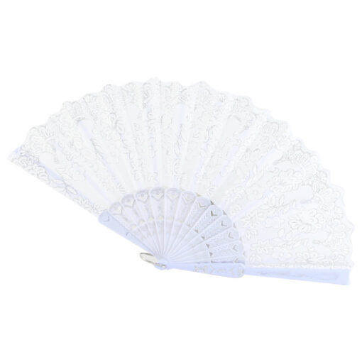 Evantai din plastic cu dantela/flori - Se vinde 12 buc/pach.