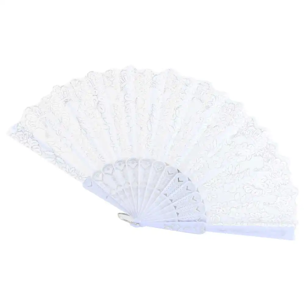 Evantai din plastic cu dantela/flori - Se vinde 12 buc/pach.