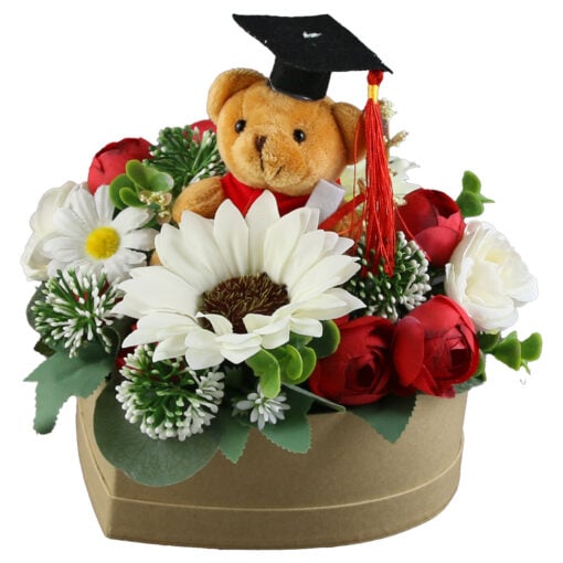 Aranjament floral pentru Absolvire cu ursulet 23 CM