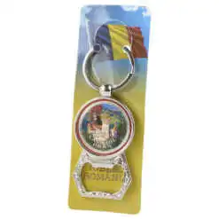 Breloc din metal "Castelul Bran" cu desfacator sticle si calendar Eternety