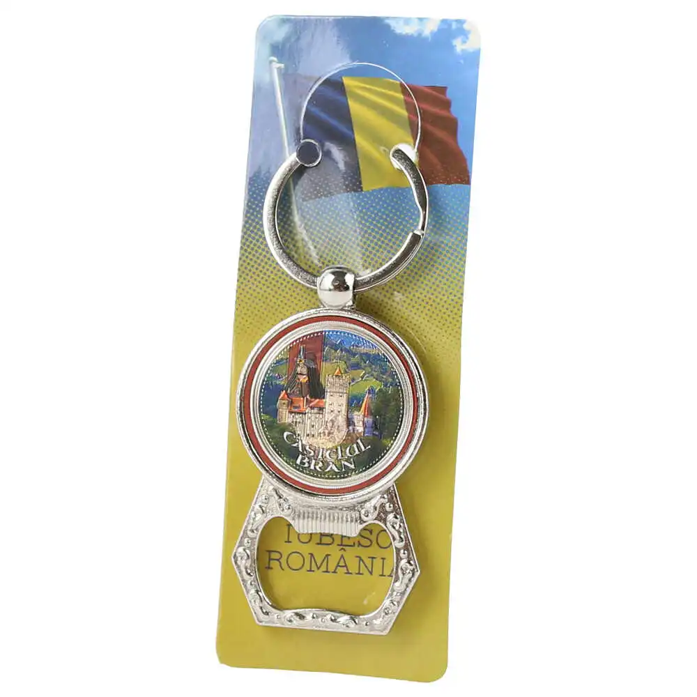 Breloc din metal "Castelul Bran" cu desfacator sticle si calendar Eternety