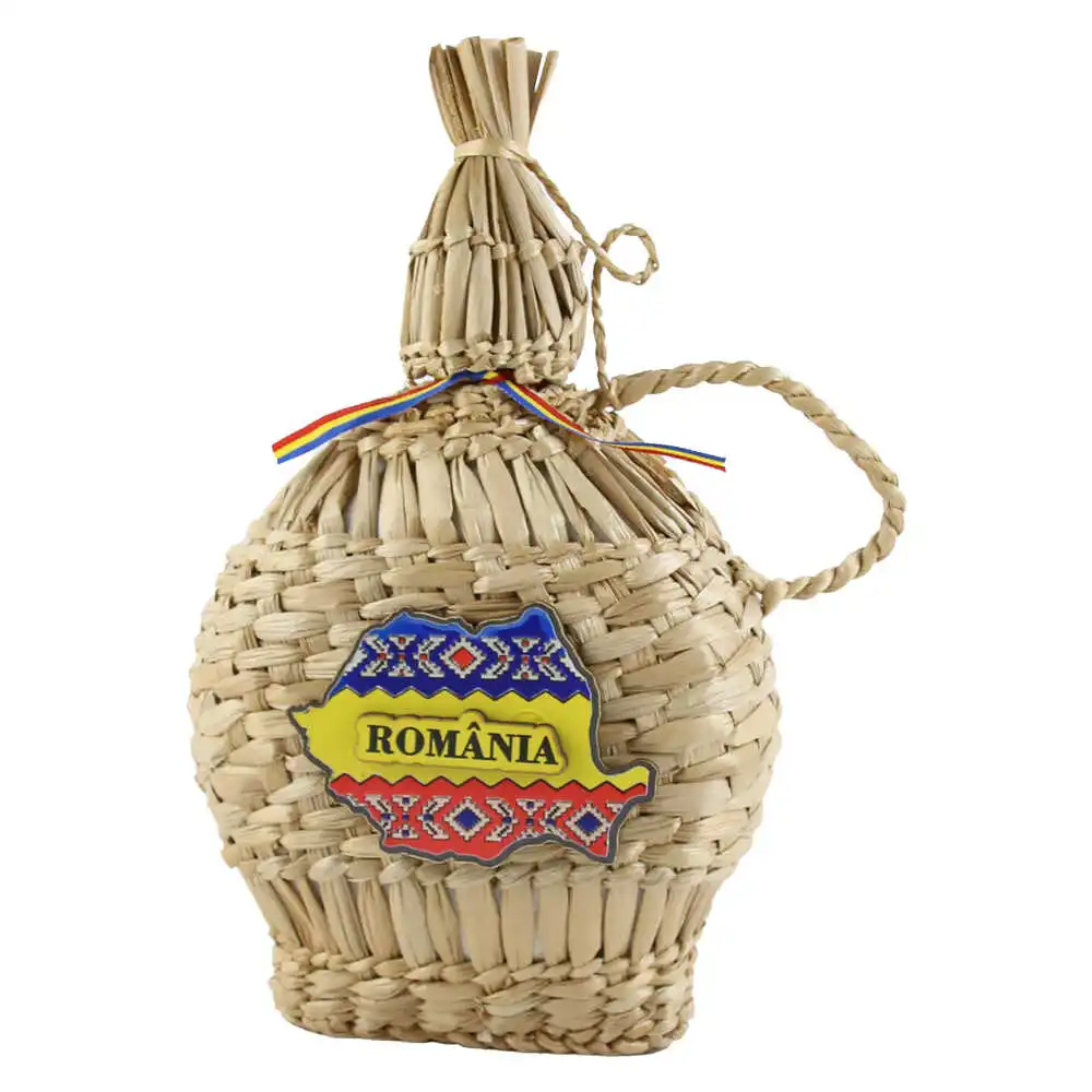 Plosca impletita in papura Romania Tricolor 28 CM Plosca impletita in papura Romania Tricolor 28 CM