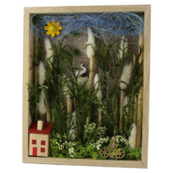 Tablou decorativ cu plante uscate si figurine 23x28 CM