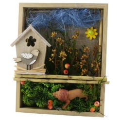Tablou decorativ cu plante uscate si figurine 23x28 CM