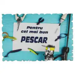 Magnet frigider din lemn "Pentru cel mai bun Pescar" 9x6 CM