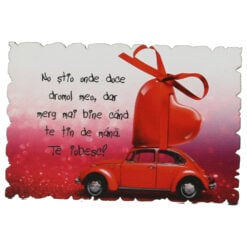 Magnet frigider din lemn "Nu stiu unde duce drumul meu..." 9x6 CM