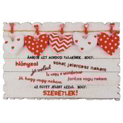 Magnet frigider din lemn "Amikor azt mondod valakinek...Szeretlek!" 9x6 CM