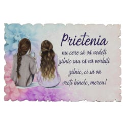 Magnet frigider din lemn "Prietenia nu cere sa va vedeti..." 9x6 CM