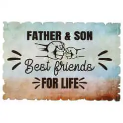 Magnet frigider din lemn "Father & Son Best Friends for Life..." 9x6 CM