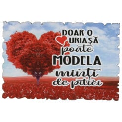 Magnet frigider din lemn "Doar o inima uriasa..." 9x6 CM