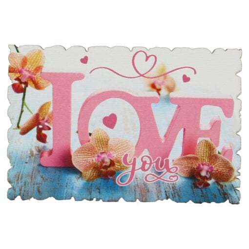 Magnet frigider din lemn "Love You" 9x6 CM