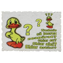 Magnet frigider din lemn "Trebuie sa lucrez neaparat?..." 9x6 CM